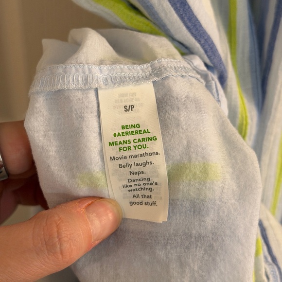 Aerie Maxi Striped Tier Button Front Maxi Dress is Bow Straps - Women’s S - Picture 6 of 7